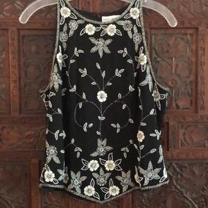 Vintage Papell Boutique 100% silk beaded top